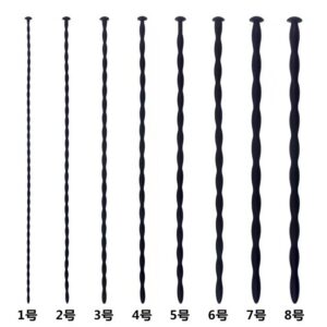 Silicone Glans Training Stick, Urethral Dilator Set, Sizes 5-8, Black