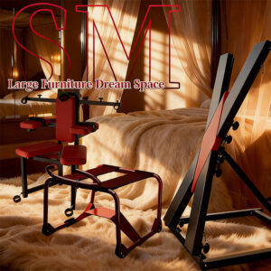SM Sex Chair with Handcuffs, Metal and Leather Restraint Furniture for Couples