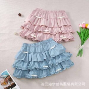 Personalized Fluffy Pumpkin Skirt with Bow, Slimming Lace-Trimmed Sweet Style