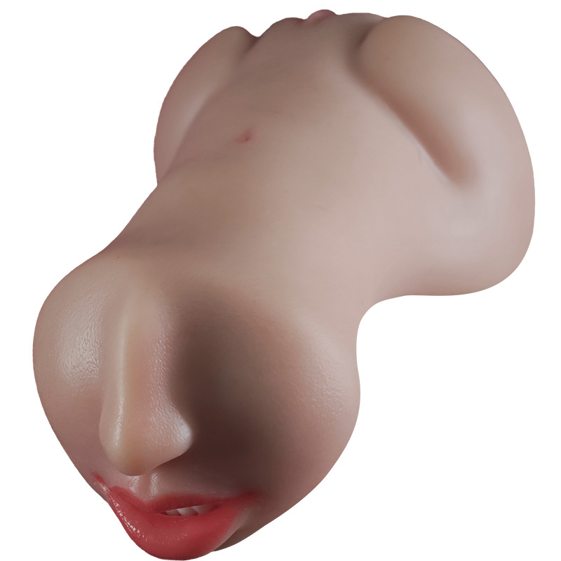 Double-Headed Silicone Oral and Anal Masturbator for Adults, Manual Use, Skin Tone - Image 5