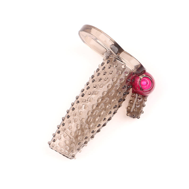 Vibrating Wolf Tooth Condom Sleeve, Spiked Textured TPE Ring, Transparent Non-Vibrating Variant - Image 5