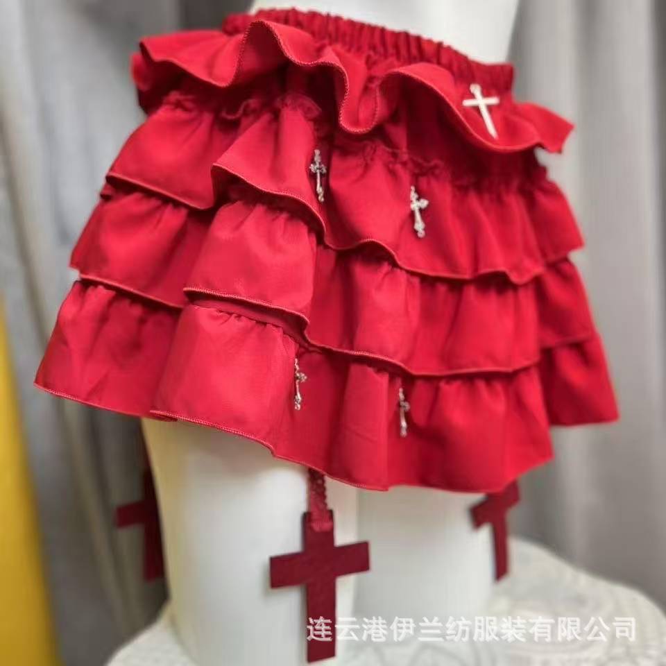 Black and White High-Waist Puff Skirt, Light Punk Outer-Wear Mini Skirt, Anti-Exposure Lining - Image 3