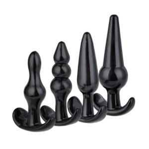 Four-Piece Anal Plug Bead Set, TPE, Purple, Graduated Sizes