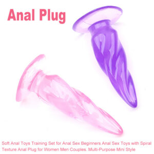 Crystal Anal Plug Bead Strip, Purple TPR Training Toy for Adults