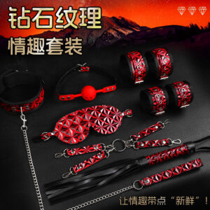SM Eight-Piece Bondage Set with PU Leather Handcuffs and Metal Hardware
