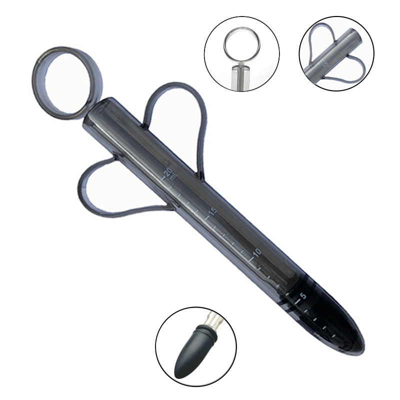 Lube Applicator Syringe, ABS Body with Silicone Tip, Black Adult Toy Accessory - Image 3