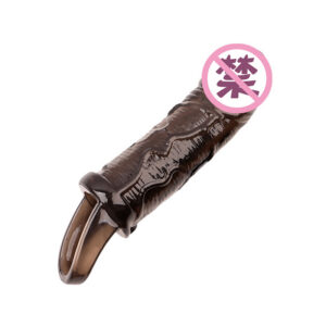 Textured TPE Extension Sleeve with Spiked Texture, Manual Wear-On Design, Translucent Black