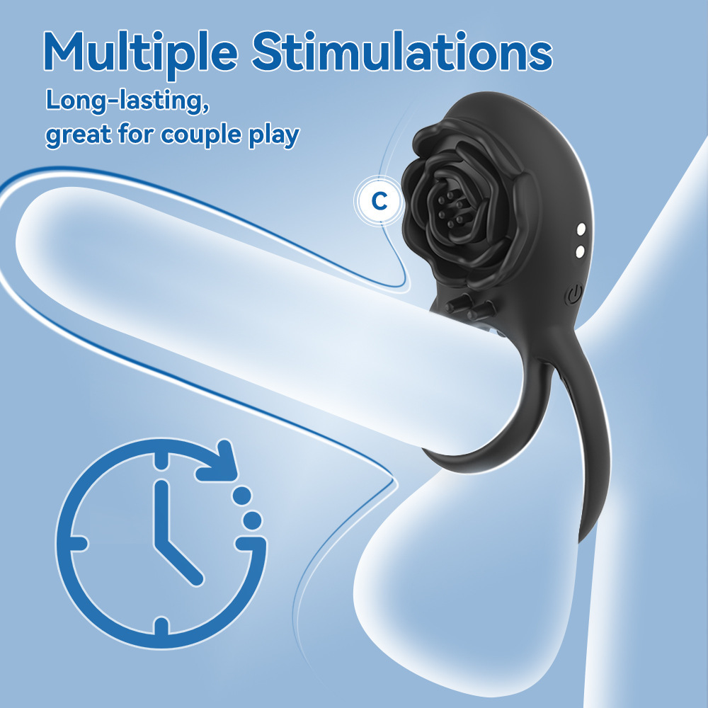Rose Wireless Remote Vibrating Ring Prostate Massager, 8-Frequency Silicone Cock Ring - Image 3
