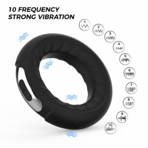Rechargeable Remote-Control Vibrating Ring with 10 Frequencies, Silicone Cock Ring and Prostate Massager