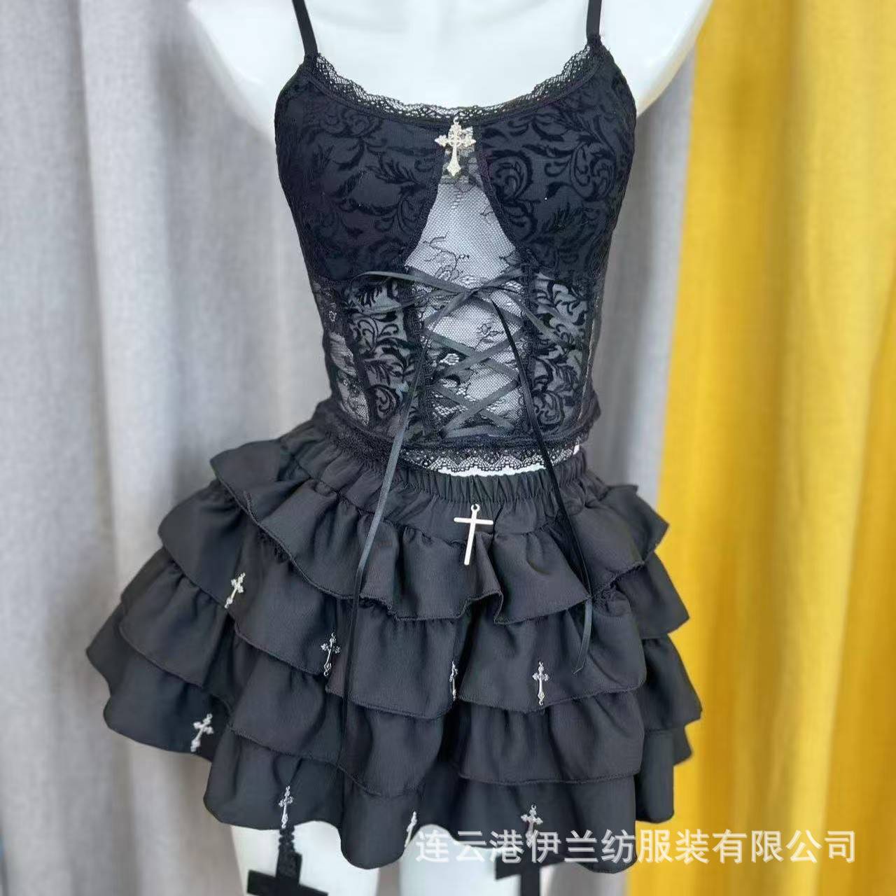 Black and White High-Waist Puff Skirt, Light Punk Outer-Wear Mini Skirt, Anti-Exposure Lining - Image 2