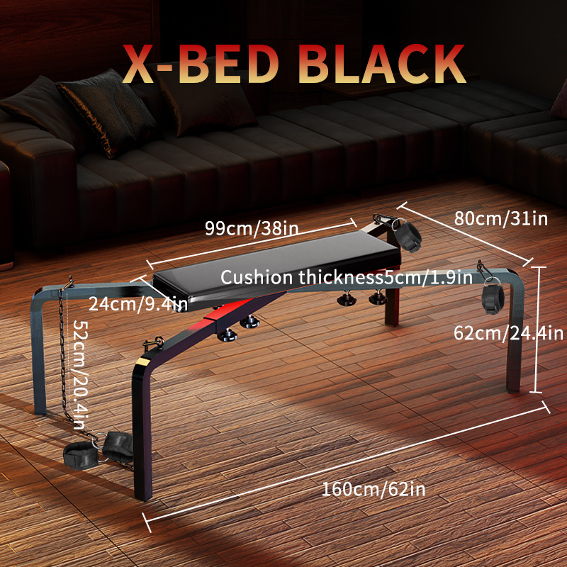 Black Bondage Restraint Furniture Set with Cuffs and Nipple Clamps - Image 3
