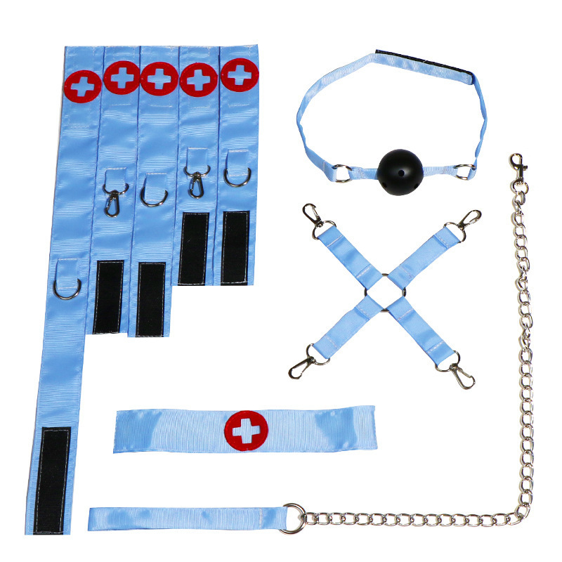Jiuai SM Nurse Seven-Piece Bondage Set with Bed Straps, Cuffs and Clamps - Image 4