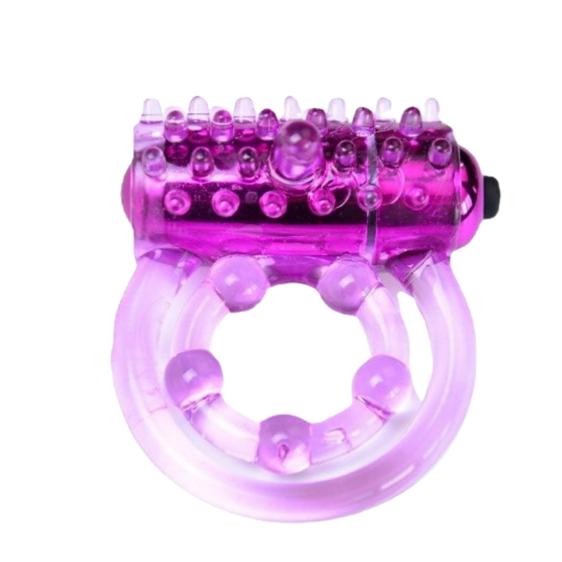 Concentric Double-Ring Vibrating Cock Ring, Textured TPE Delay Ring for Men - Image 2