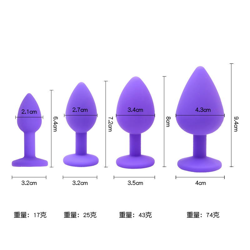 Silicone Anal Plug with Diamond Detail, Pink, Small Size, Velvet Pouch Included - Image 4