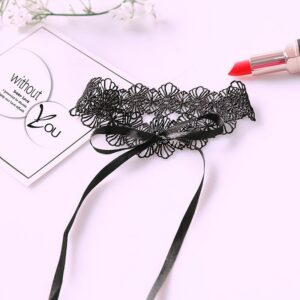 Lace Collar and Eye Mask Set with Bow Detail, Black Neck Accessory