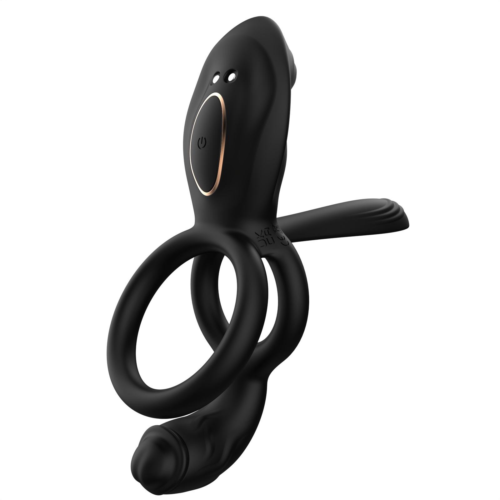 App-Controlled Vibrating Lock Ring with Remote, Dual Rings, Liquid Silicone, Prostate Toy - Image 5