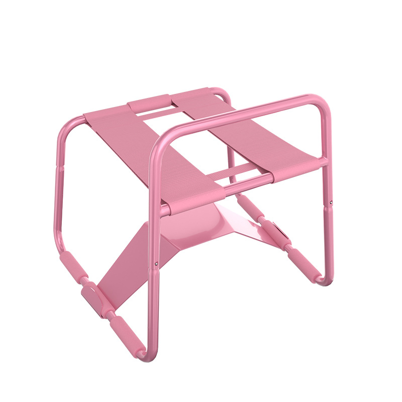 Folding Metal Sex Chair with Elastic Straps for Couples, Black - Image 5