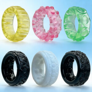 Men's Crystal Lock Delay Ring, Smooth TPE Penis Ring, Yellow Adult Novelty