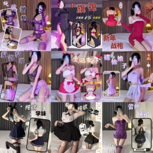 Sweetheart Maid Lingerie Costume Set with Christmas Dress and Polyester Uniform