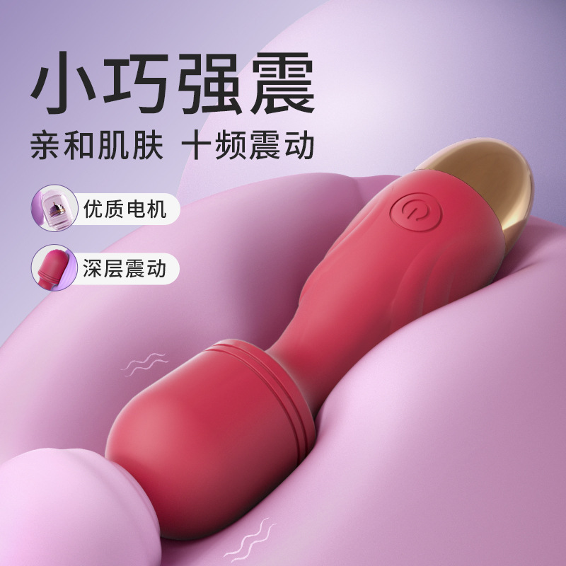 Mini Vibrating Wand with Silicone Anal Plug Attachment, Button Control, Purple - Image 2