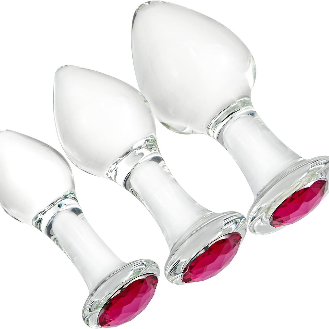 Crystal Glass Anal Plug with Beaded Design, Transparent Small Size for Beginners - Image 5