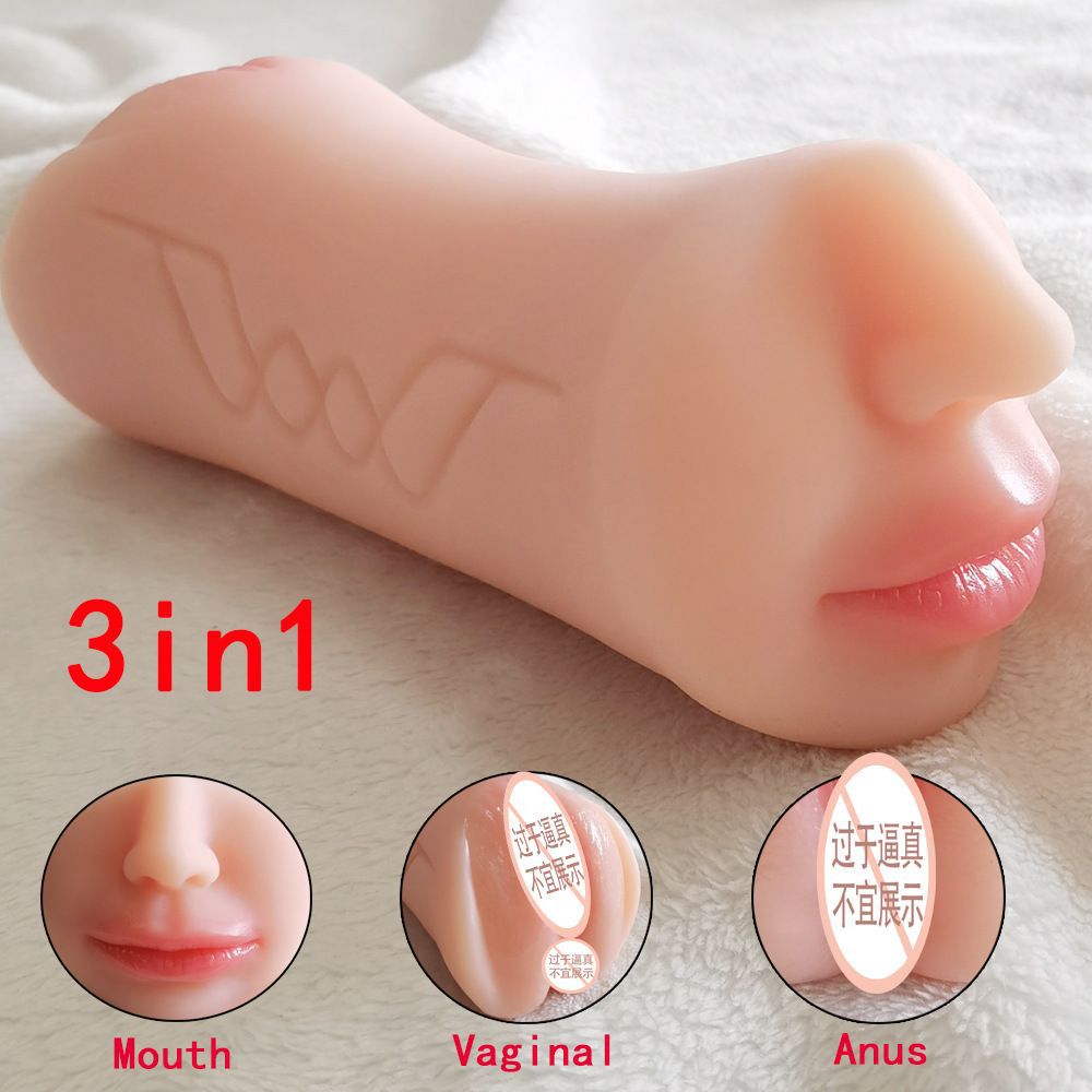 Double-Headed Manual Masturbator Cup with Three Channels, TPE Dual-Entry Design - Image 2