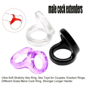 Men's Double-Opening TPE Cock Ring, Dual-Ring Wearable Restraint, Purple
