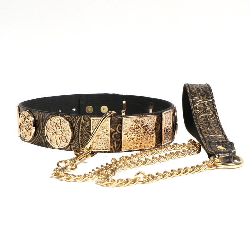 Jiuai SM Flying Fish Collar and Chain Set with Metal and Leather Bondage Accessories - Image 5
