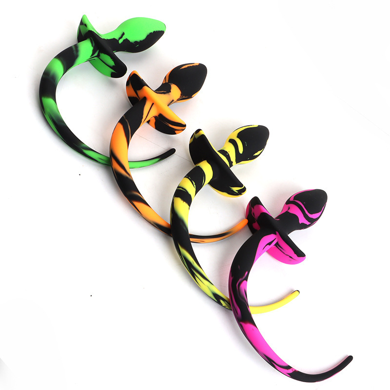 Dog Tail Silicone Anal Plug with Colorful Fluffy Tail, Adult Anal Training Toy - Image 4