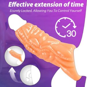 Wolf-Tooth Textured Sleeve Condom, Soft Silicone Delay Locking Design, Western Cowboy Clear Variant