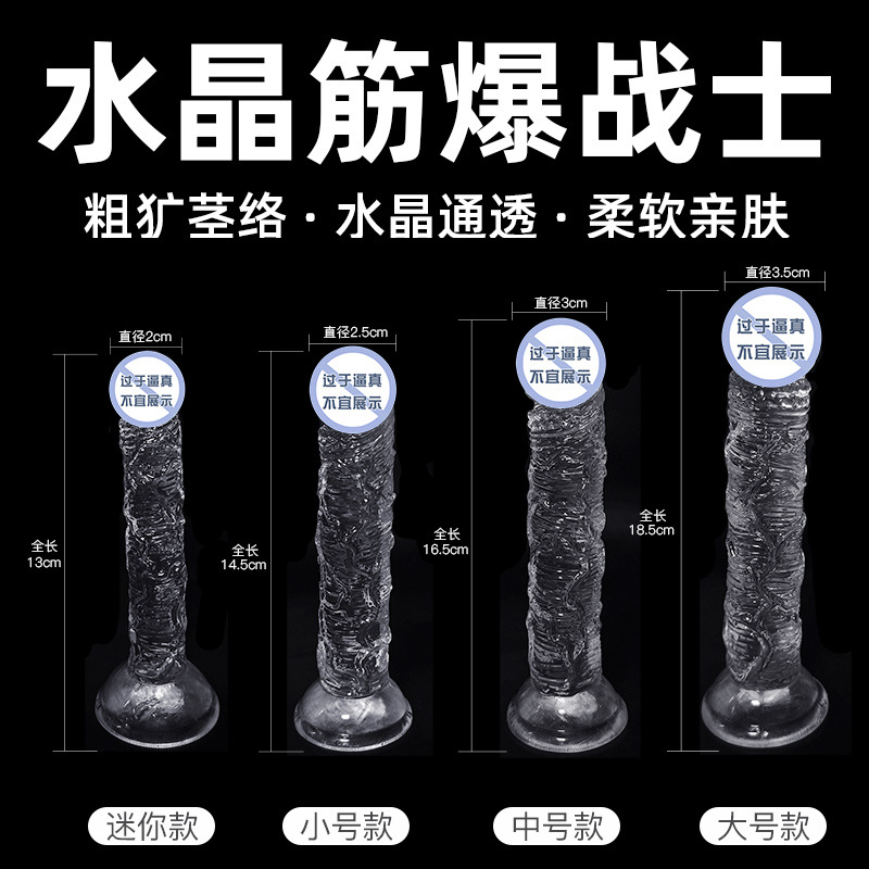 Jiuai Crystal Transparent Dildo for Women, Soft TPE Adult Toy, Large Size - Image 3