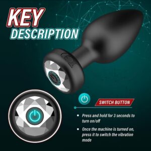 10-Frequency Vibrating Anal Plug with App Remote Control, Silicone Tail Design, Black