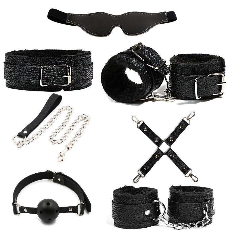 Adult Bondage Kit with Breast Clamps and Handcuffs, Faux Leather and Metal Restraint Set - Image 5