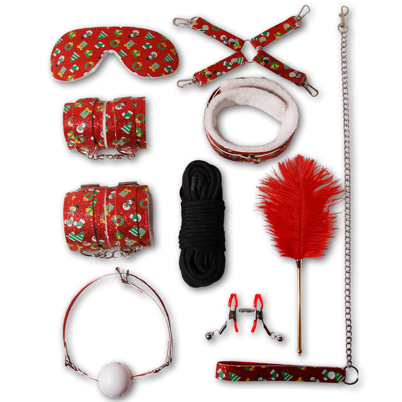 Jiuai 10-Piece Bondage Kit with Handcuffs, Ball Gag, Whip, Nipple Clamps and Low-Temperature Candles - Image 5