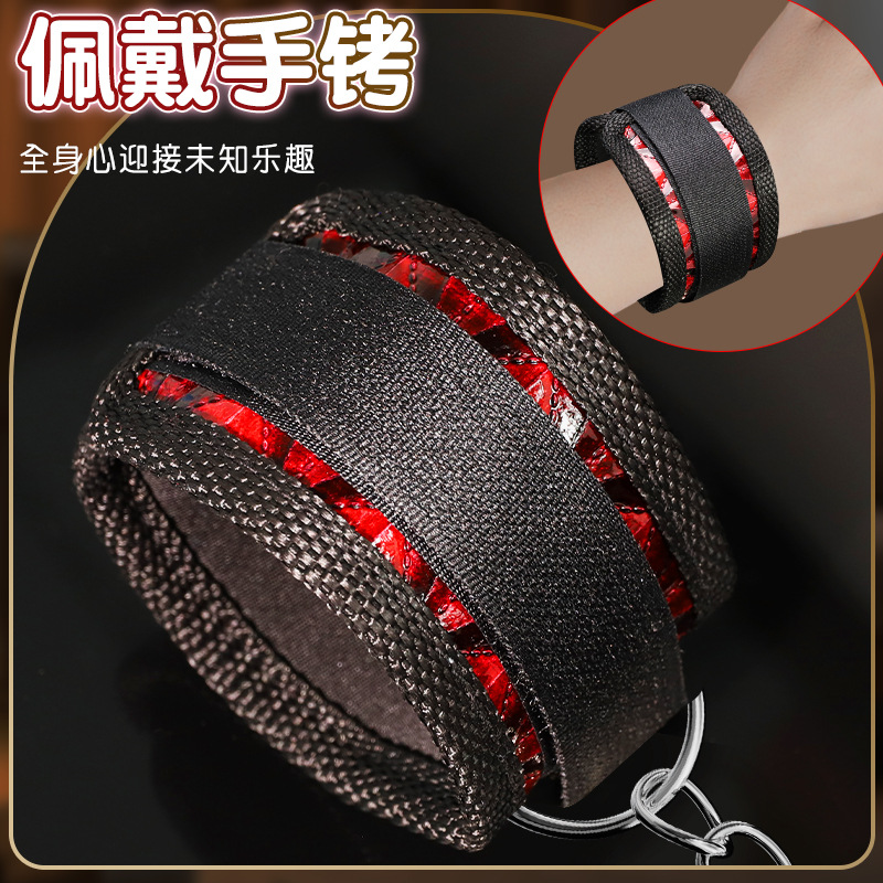 SM Diamond Pattern Split-Leg Strap with Handcuffs, PU Leather Restraint Accessory for Couples - Image 3