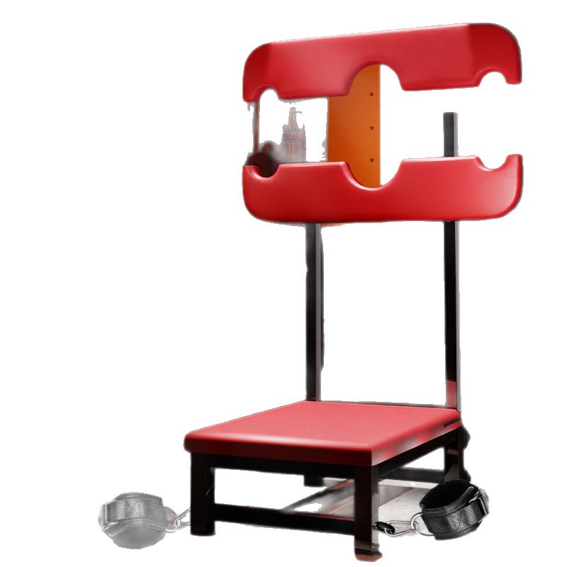 Jiuai SM Sex Stool with Metal Frame, Leather Cushion and Handcuffs, Red - Image 5