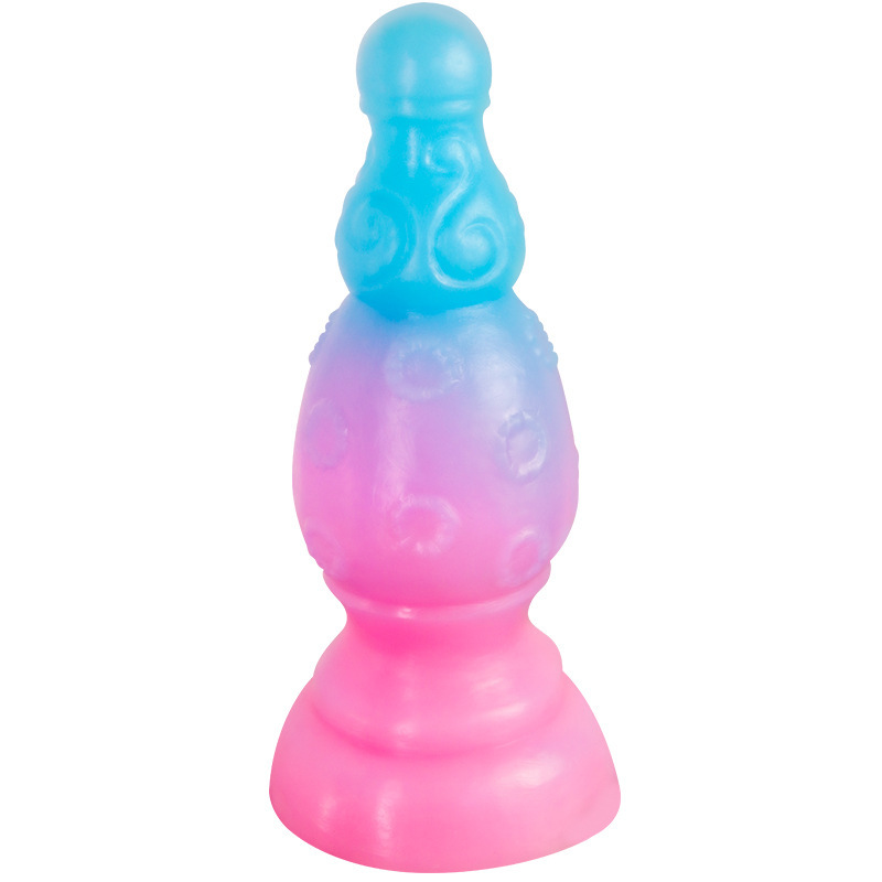 Silicone Luminous Anal Plug with Beads, Gradient Color, Small Size - Image 5