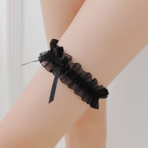 Gauze Ribbon Bow Neck Ring and Thigh Ring Accessory Set in Pink