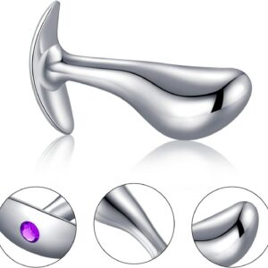 Metal Drill-Bit-Style Anal Plug, Rhinestone Thumb Grip, Large Size