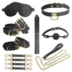 Jiuai SM Eight-Piece Bondage Set with Straps, Cuffs and Clamps