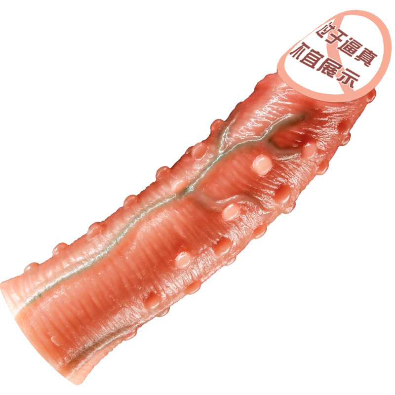 Wolf Tooth Silicone Penis Sleeve Wearable Hollow Couples Toy Brown - Image 5