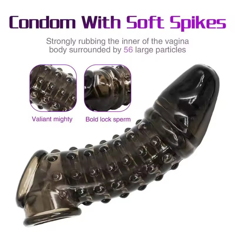Big Black Wolf Teeth Wearable Hollow Double-Ended Dildo Sleeve, Locking TPE Extender - Image 3