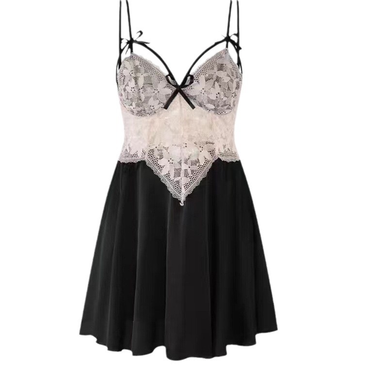 Pink Lace-Trim Babydoll Nightgown with Suspenders, Backless Plus Size Slip Dress - Image 5