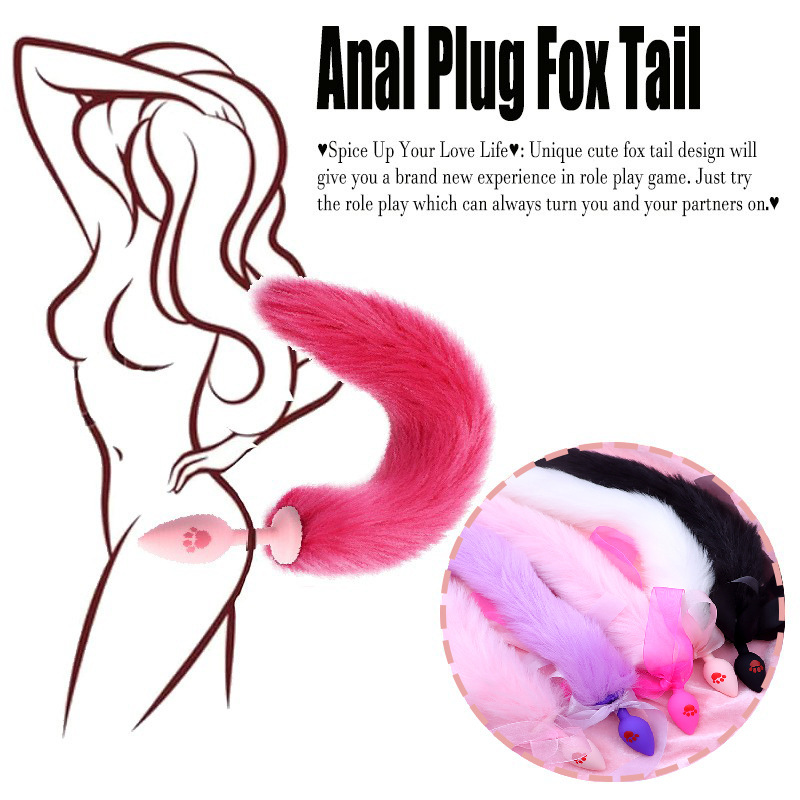 Cat Claw Anal Plug with 40 cm Fox Tail and Pink Bow - Image 3