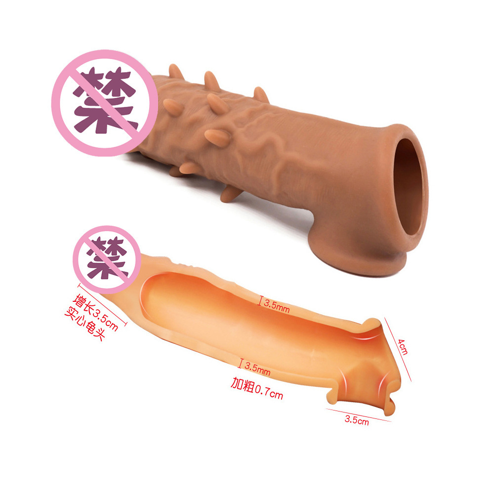Lock-On Condom Sleeve for Men, Textured TPE Extension, Manual Couple's Toy - Image 3
