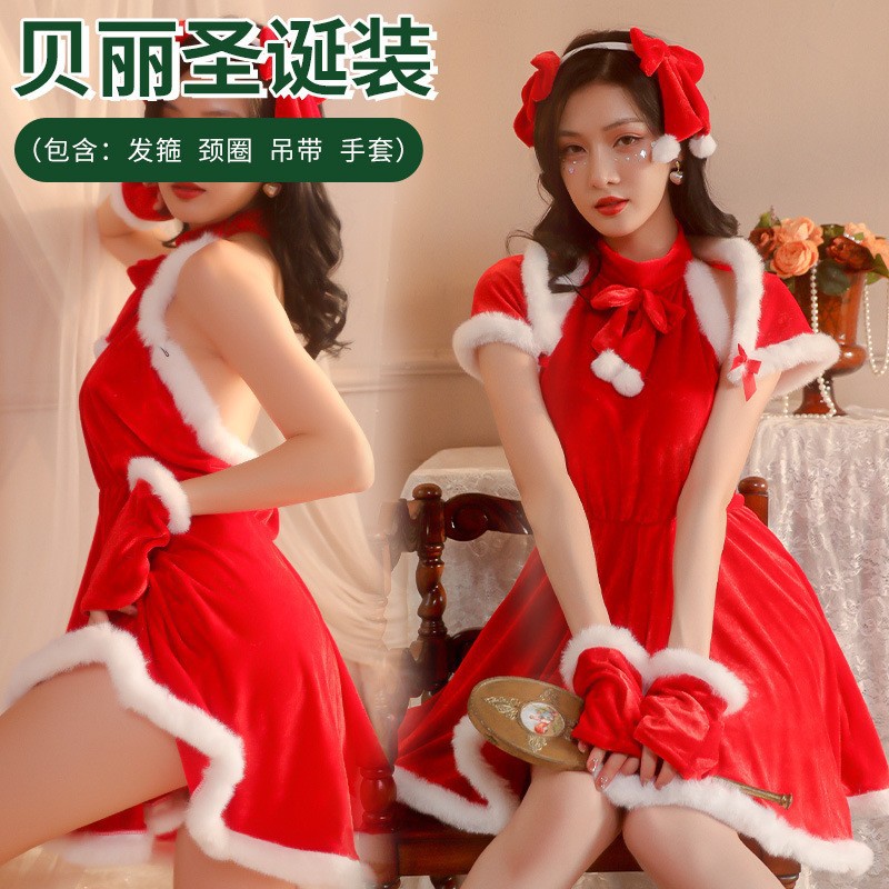 JK Christmas Bunny Girl Lingerie Set for Women, Uniform Role Play Costume, Stretch Spandex, One Size - Image 3