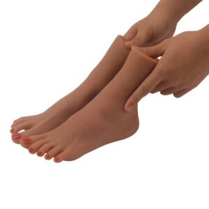 Foot-Shaped TPE Manual Masturbator Cup, Wheat-Tone Foot Model with Red Nail Detail