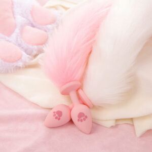 Fox Tail Silicone Anal Plug in Pink for Adult Couples