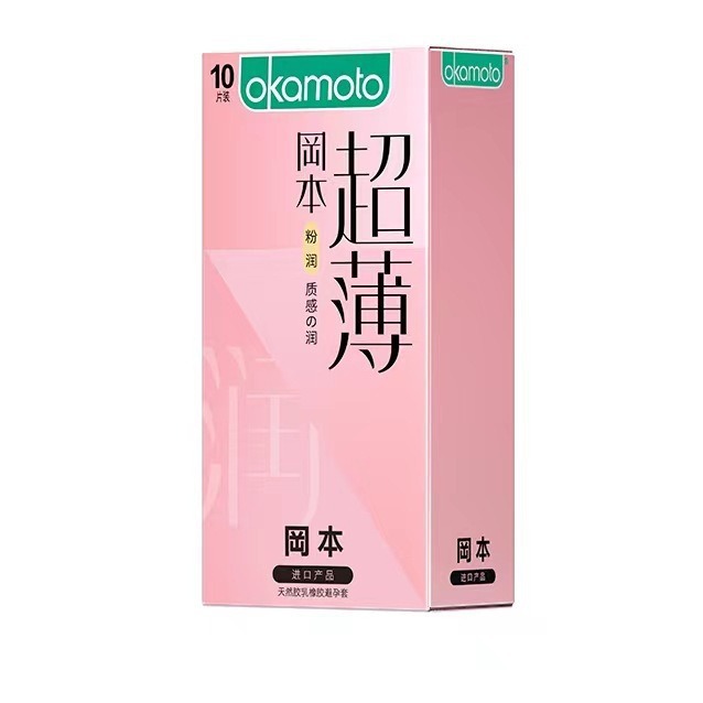 Okamoto Moisturizing & Thin Condoms, 10 Pieces, Hyaluronic Acid Lubricated, Medium, Transparent - Image 3