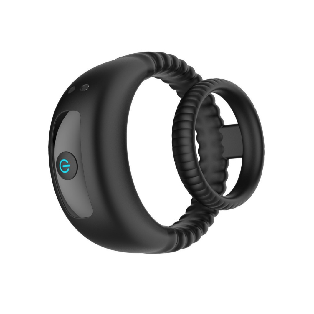 Dual-Vibration Rechargeable Silicone Cock Ring with Locking Double-Band Design - Image 5